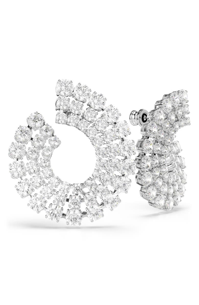 Swarovski Matrix Crystal Frontal Hoop Earrings, Alternate, color, White