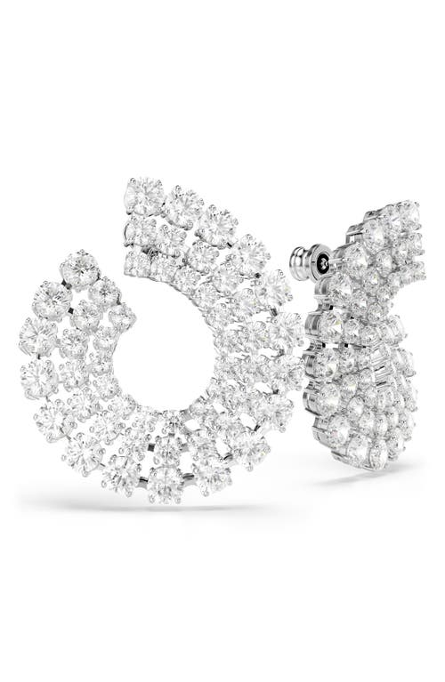 Swarovski Matrix Crystal Frontal Hoop Earrings In White