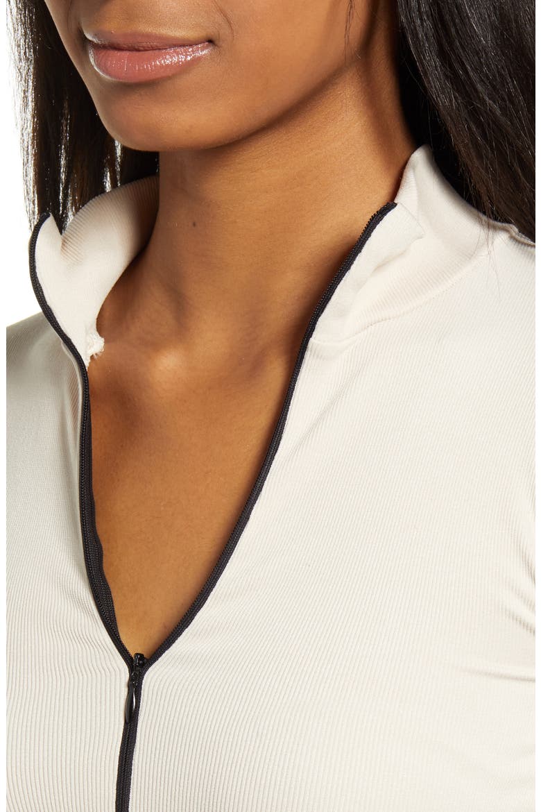 Half Zip Ribbed Top, Alternate, color, WINTER STONE