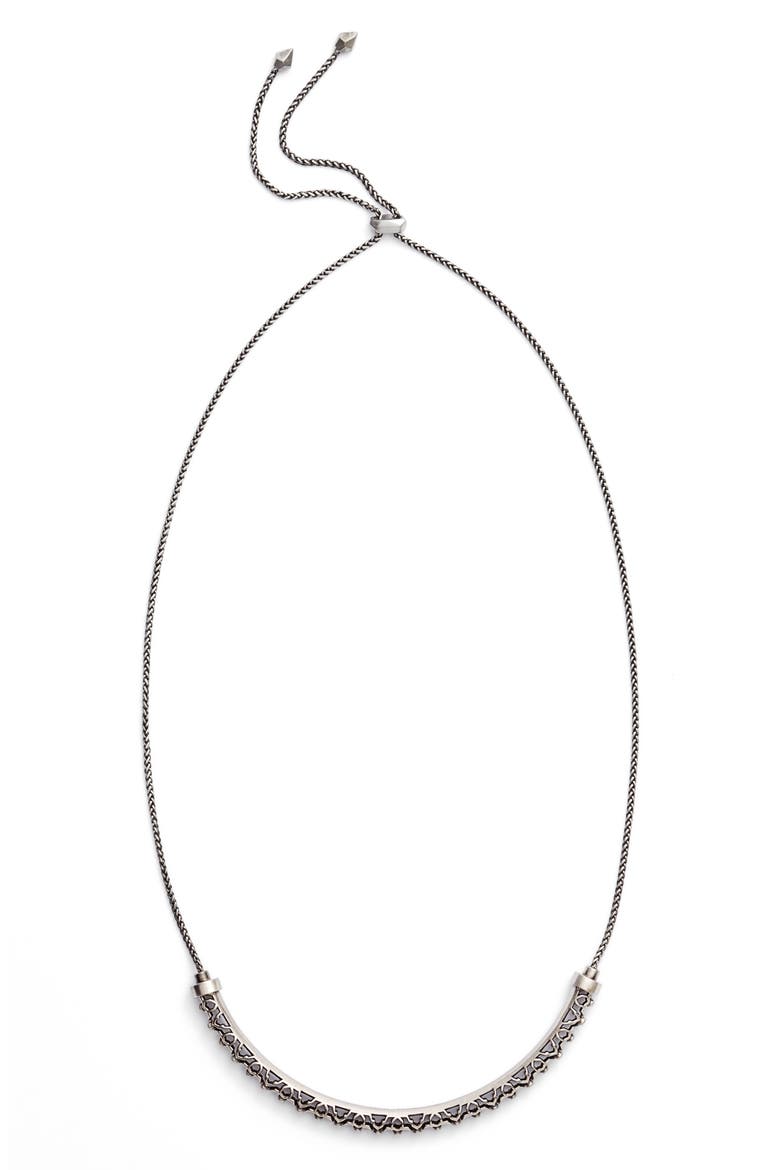 Lucy Necklace, Alternate, color, WHITE CZ/ ANTIQUE SILVER