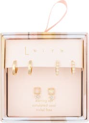 Leith 3-Pack Faux Opal & CZ Earrings
