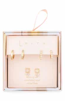 Leith 3-Pack Faux Opal & CZ Earrings