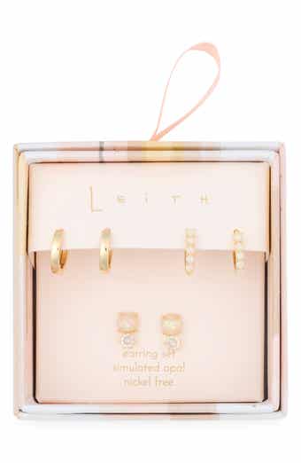 3-Pack Faux Opal & CZ Earrings