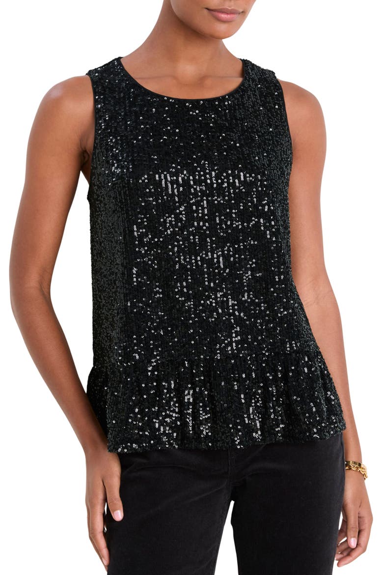 Sequin Peplum Top, Main, color, JET BLACK