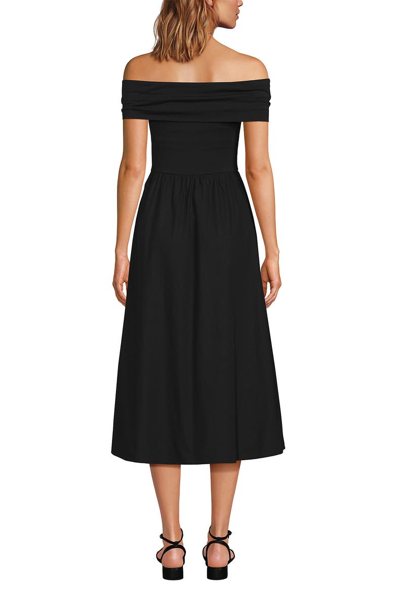 Off the Shoulder Slender Mixed Media Dress, Alternate, color, Black