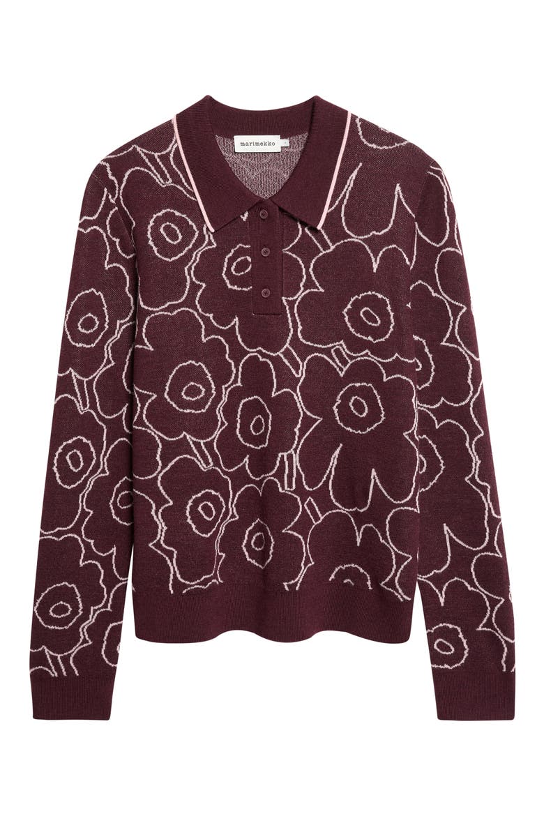 Unikko Wool Blend Polo Sweater, Main, color, WINE RED LIGHT PINK
