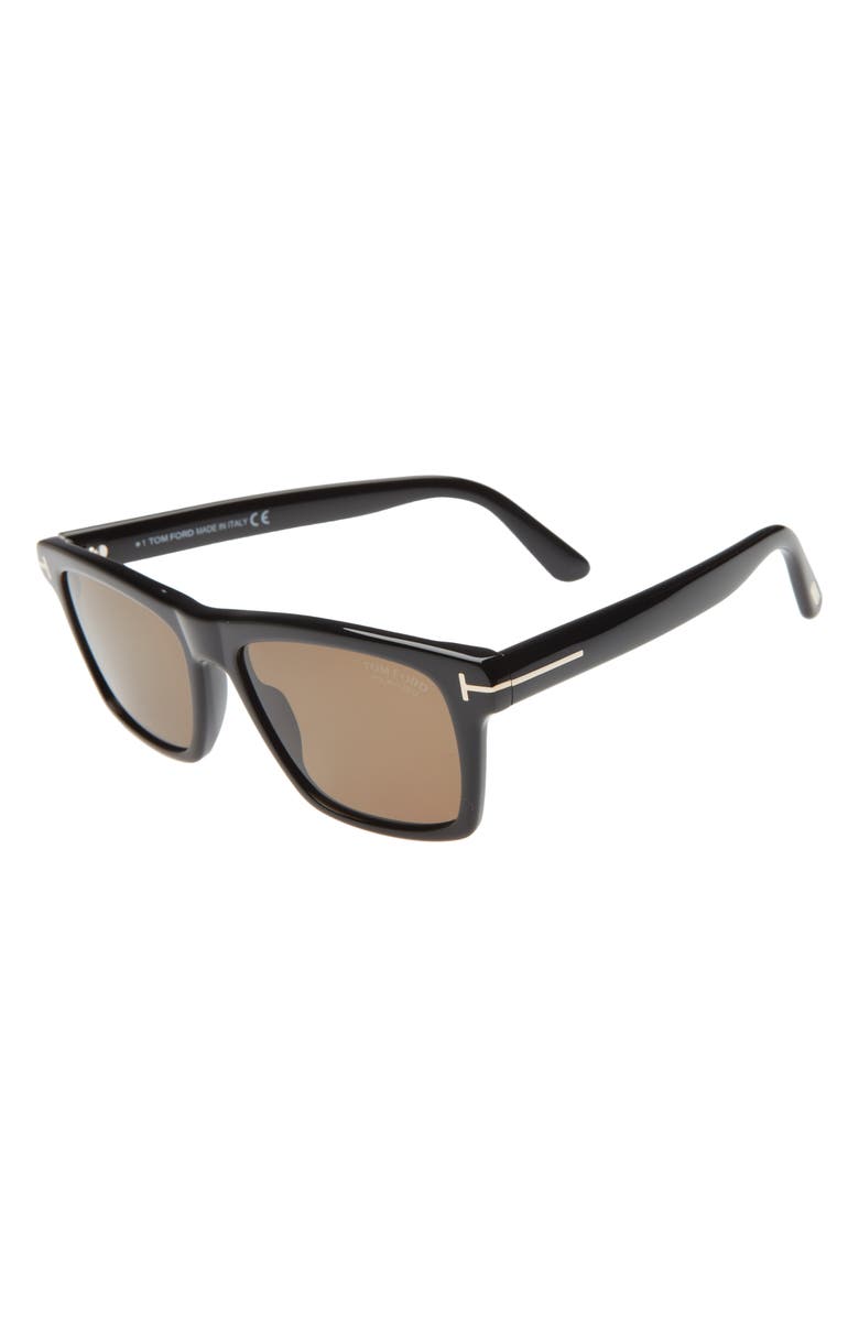 TOM FORD Buckley-02 56mm Square Polarized Sunglasses, Alternate, color, Sblk/Brnpz