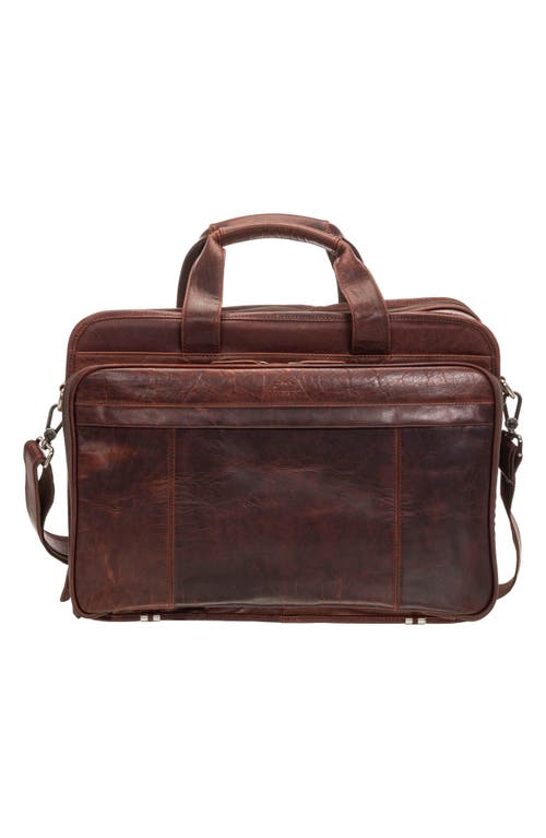 Mancini Double Compartment Leather Briefcase In Brown