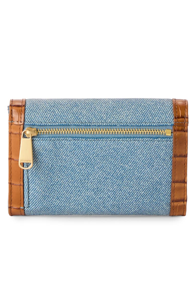 Kerra Denim & Croc Embossed Leather Wallet, Alternate, color, DENIM