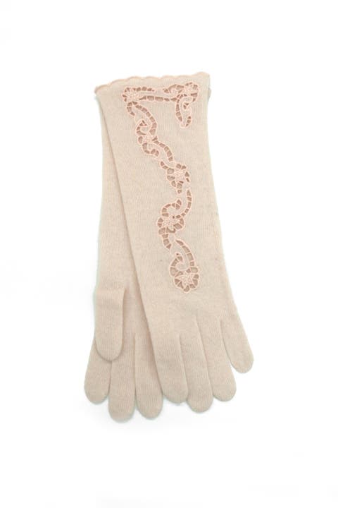 Cashmere gloves with embroidery design