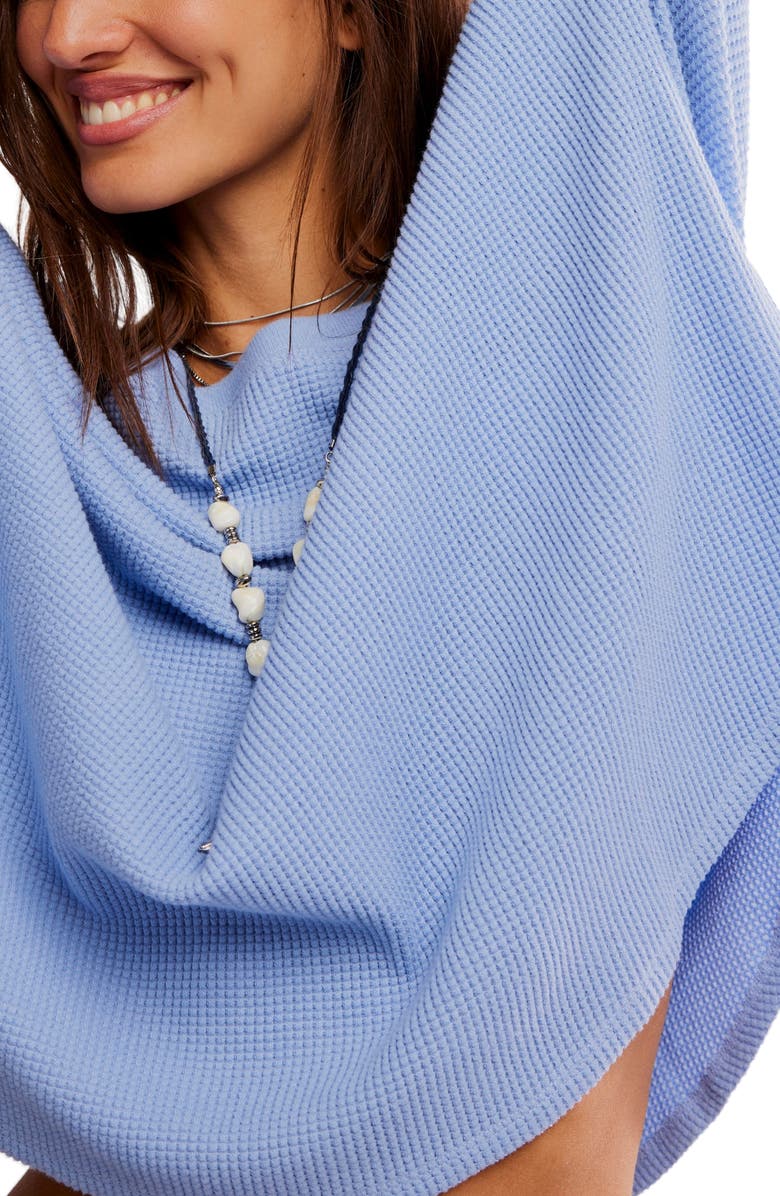 Free People Latte Blue Oversize Thermal Top, Alternate, color, Dawn Breeze