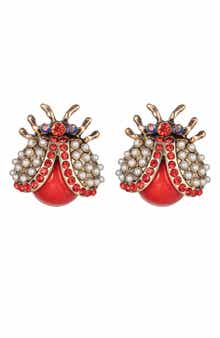 EYE CANDY LOS ANGELES Red Beetle Stud Earrings