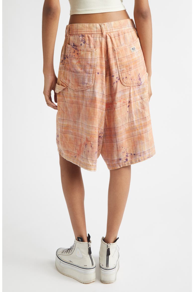Jesse Plaid Pleated Cotton Wide Leg Carpenter Shorts, Alternate, color, OVERDYED ORANGE PURPLE PLAID