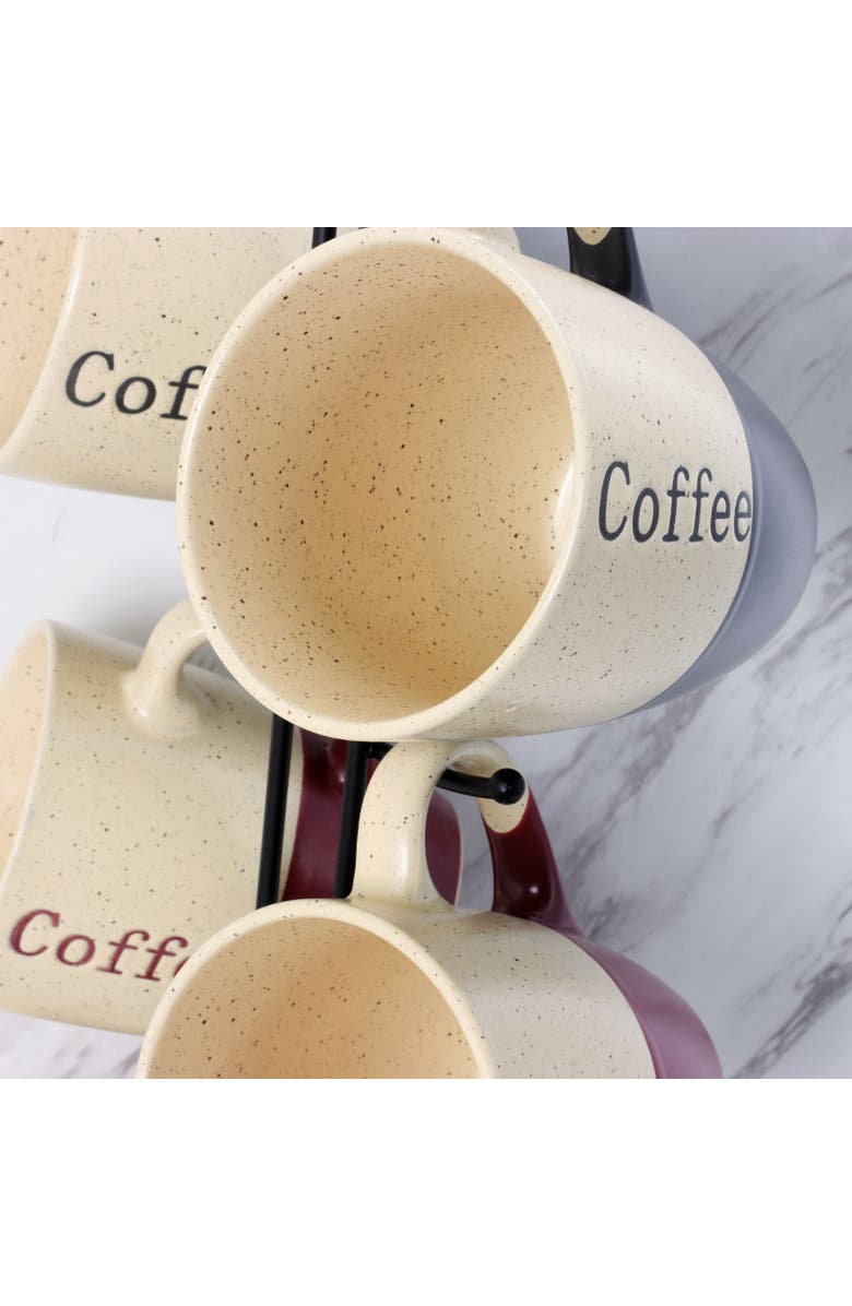 Elama Coffee House 6-Piece 12 oz. Mug Set with Stand, Alternate, color, Brown