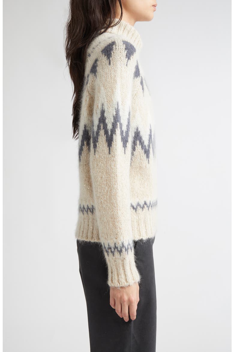 Fair Isle Alpaca & Mohair Blend Turtleneck Sweater, Alternate, color, 02 SAND