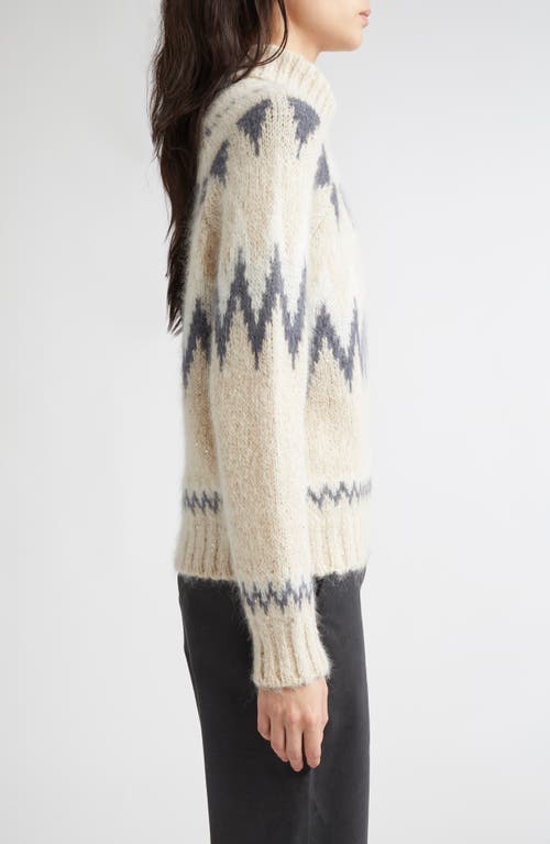 Eleventy Fair Isle Alpaca & Mohair Blend Turtleneck Sweater In Neutral