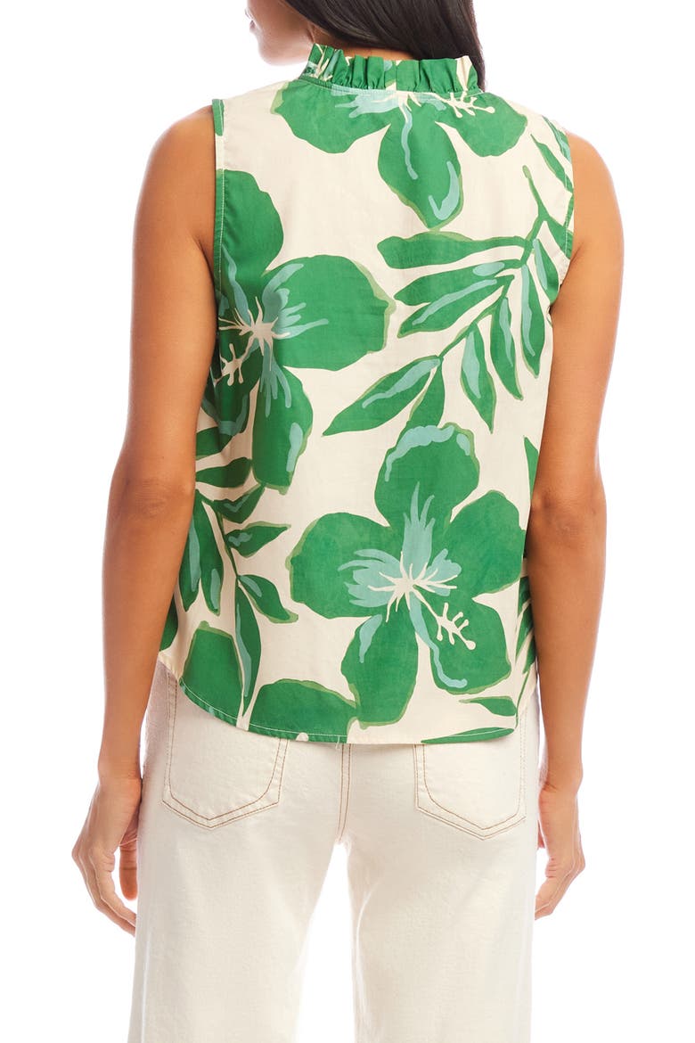 Floral Ruffle Sleeveless Cotton Top, Alternate, color, GREEN FLORAL PRINT