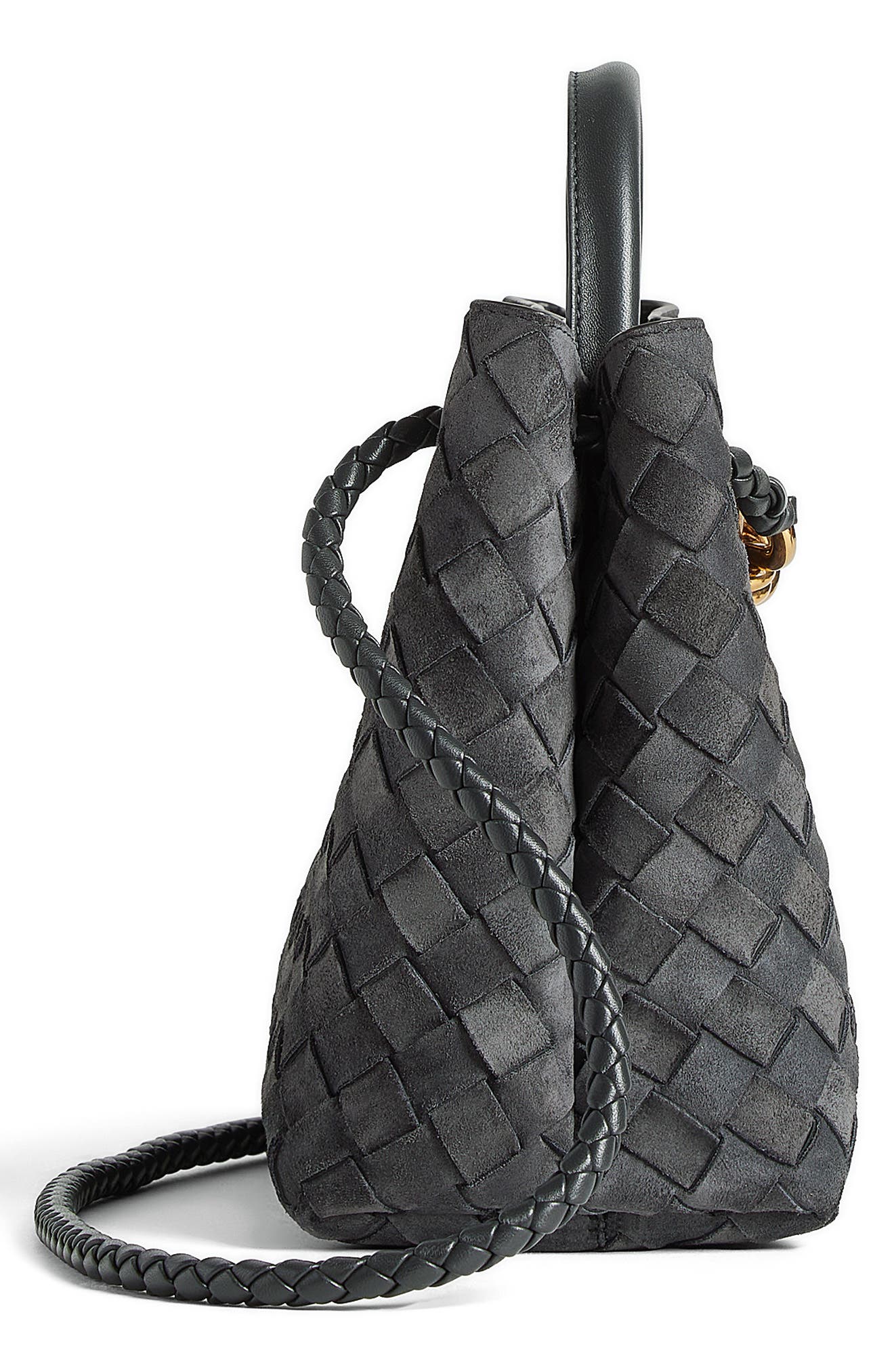 Bottega Veneta Small Andiamo Intrecciato Suede Shoulder Bag, Alternate, color, 