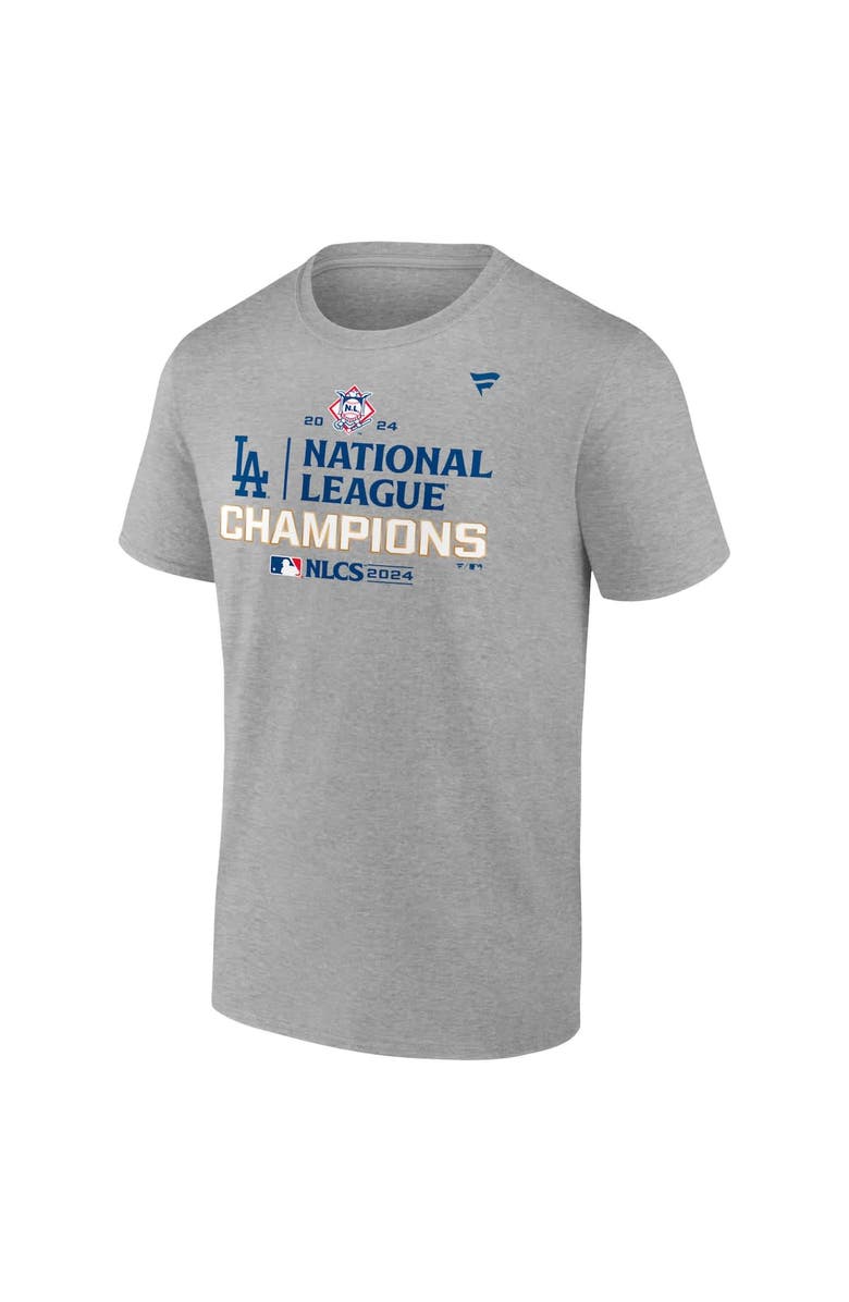 FANATICS Men's Fanatics Heather Gray Los Angeles Dodgers 2024 National League Champions Locker Room T-Shirt, Alternate, color,