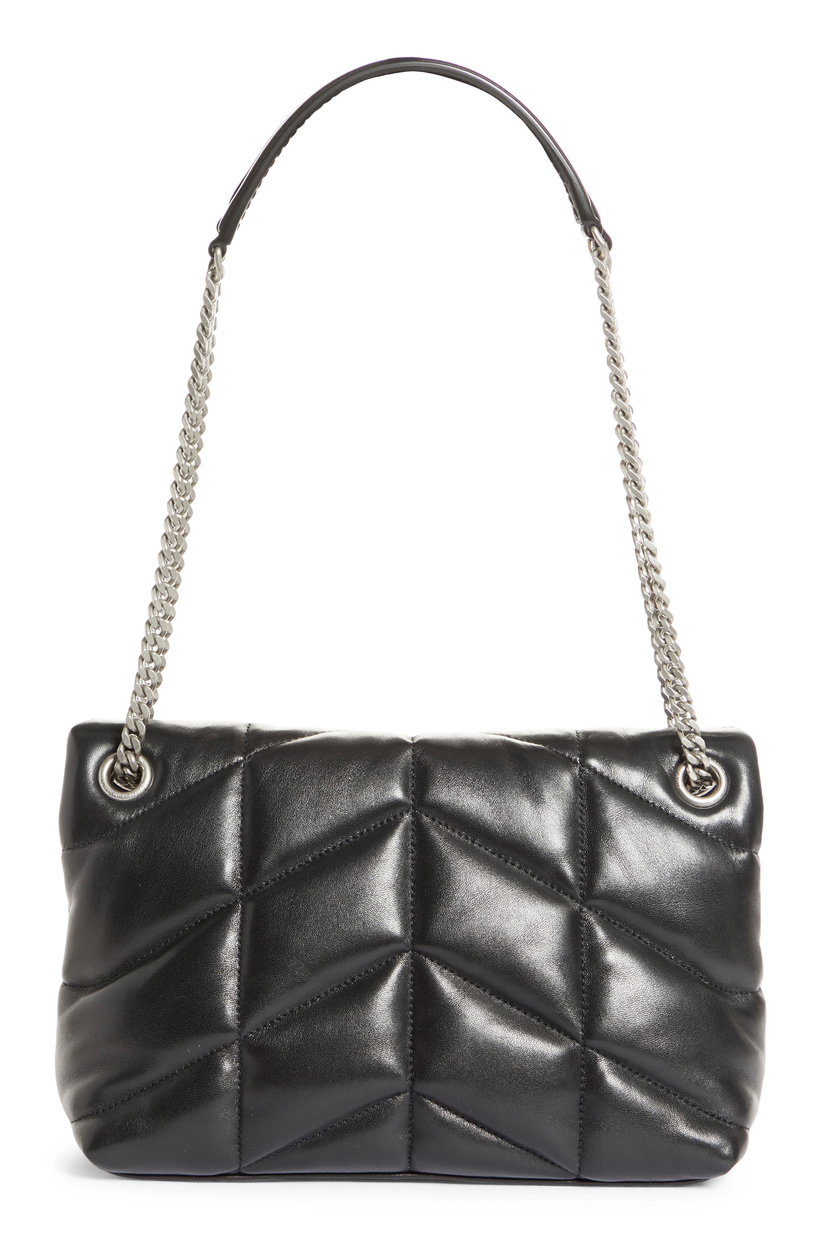 Saint Laurent Small Lou Leather Puffer Bag, Alternate, color, 1000 Nero