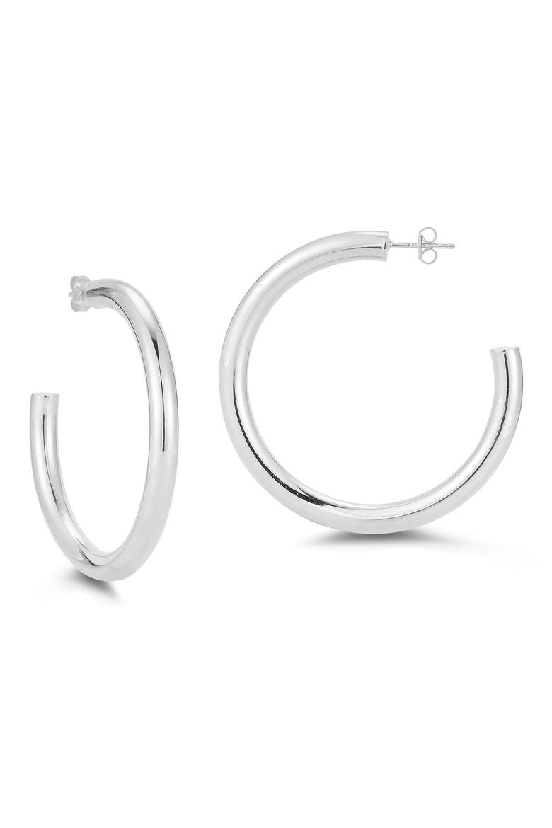 Tubular Hoop Earrings, Main, color, SILVER