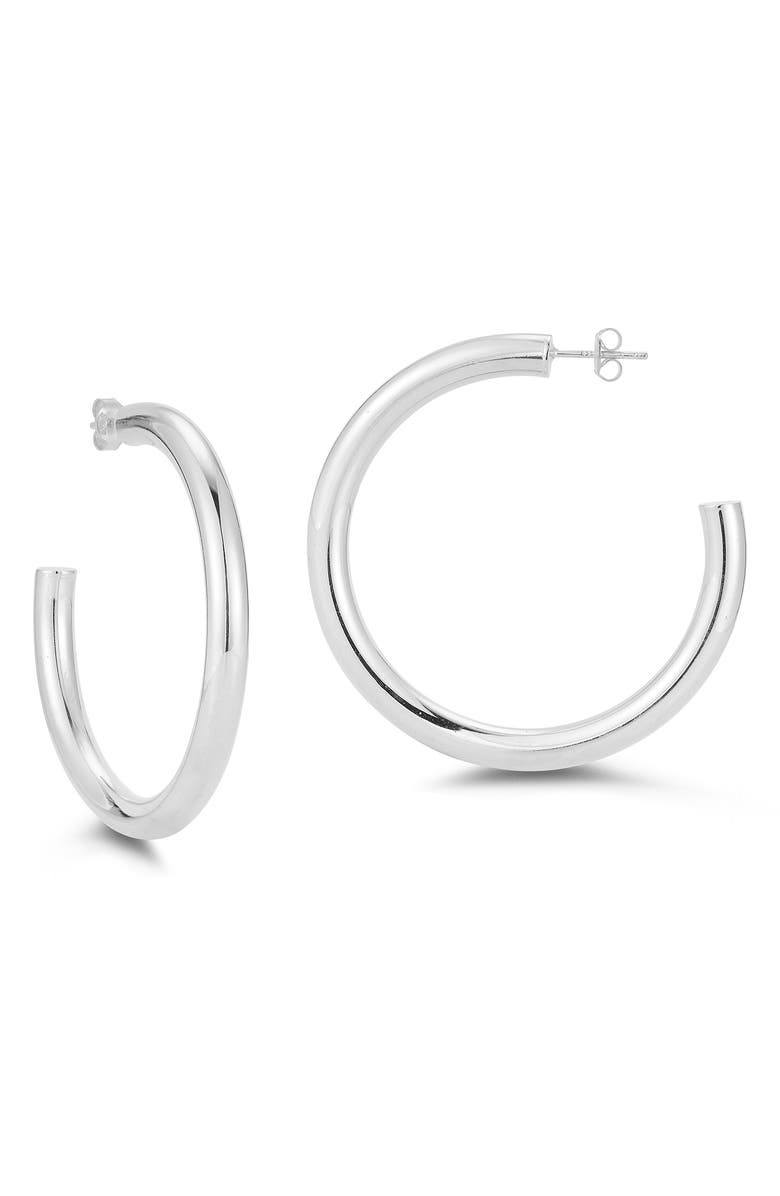 GLAZE JEWELRY Tubular Hoop Earrings, Main, color, Silver
