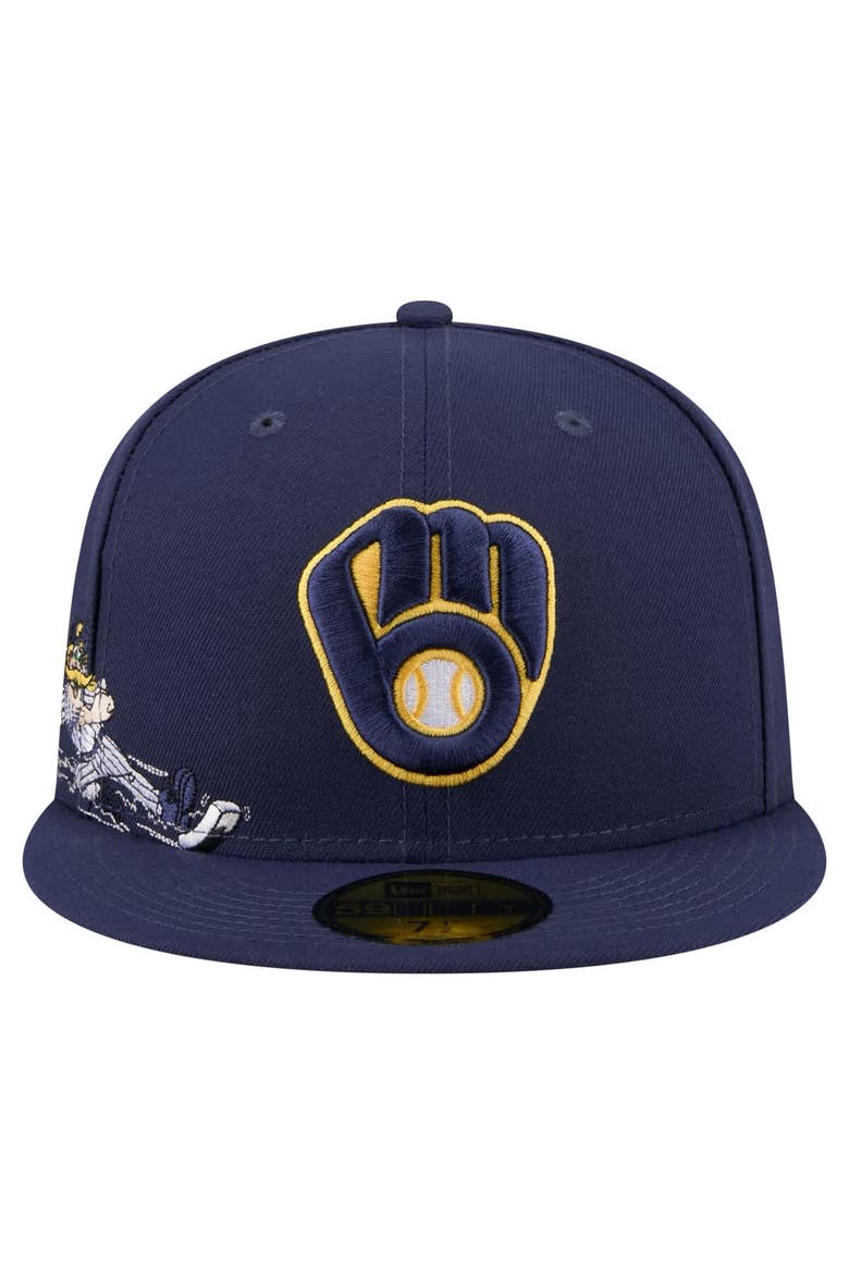 Men's New Era Navy Milwaukee Brewers Run Mascot 59FIFTY Fitted Hat, Alternate, color, Navy
