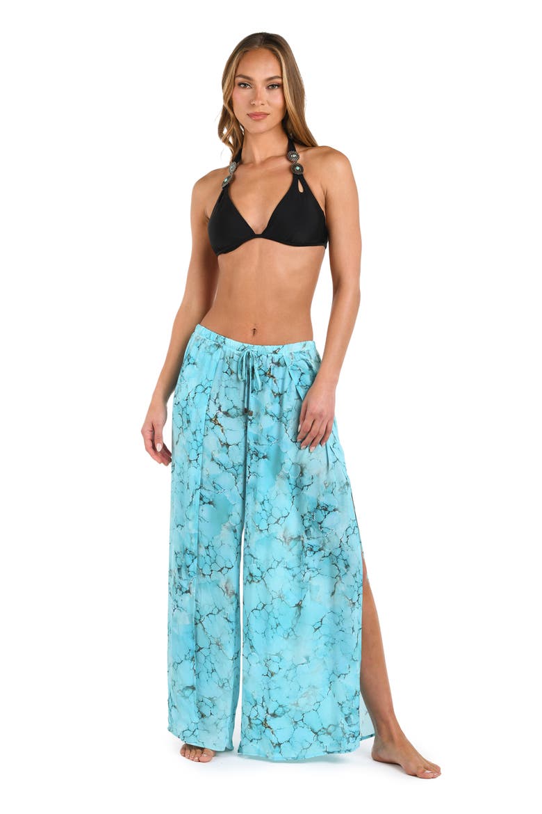 Geraldine Wide Leg Cover-Up Pants, Alternate, color, TURQUOISE