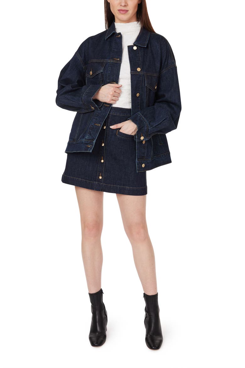 Studded Denim Miniskirt, Alternate, color, RINSE