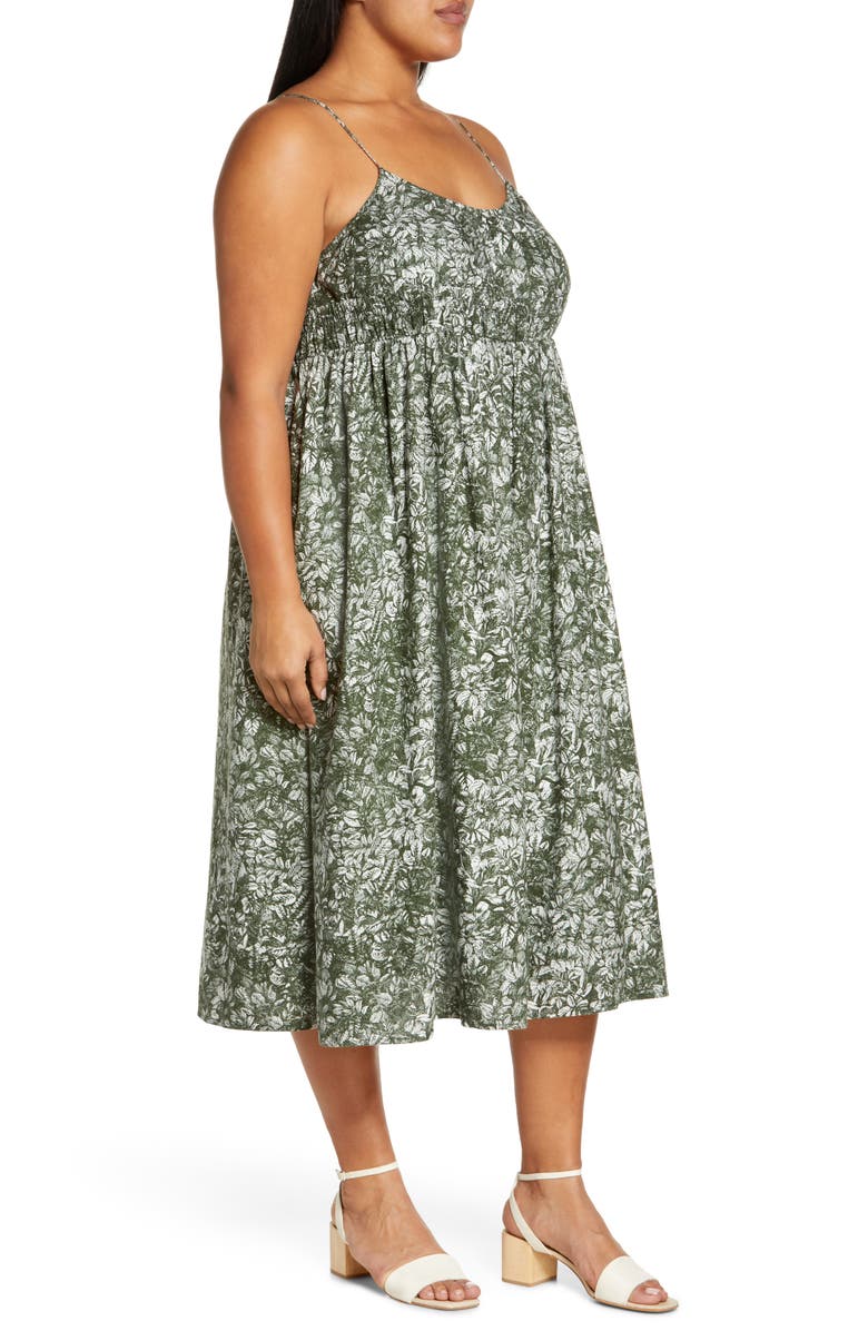 Treasure & Bond Floral Linen Blend Midi Dress, Alternate, color,