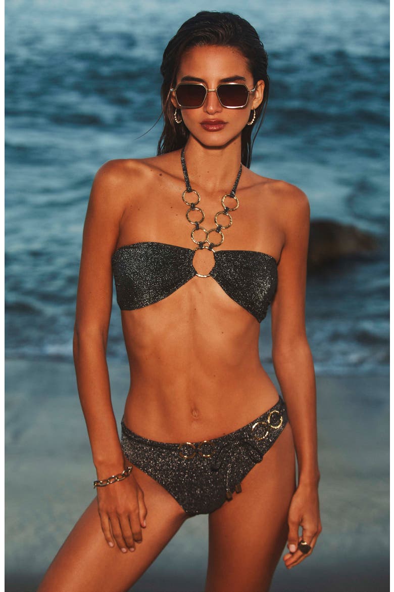Krysta Metallic Bikini Top, Alternate, color, BLACK