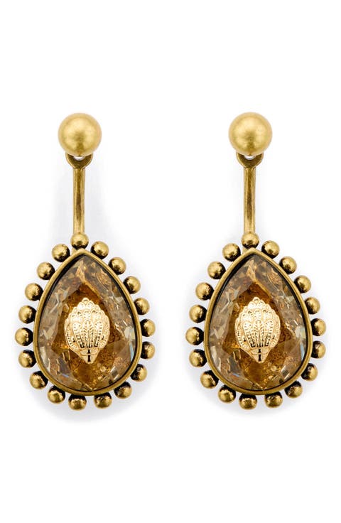 Crystal Barbell Drop Earrings