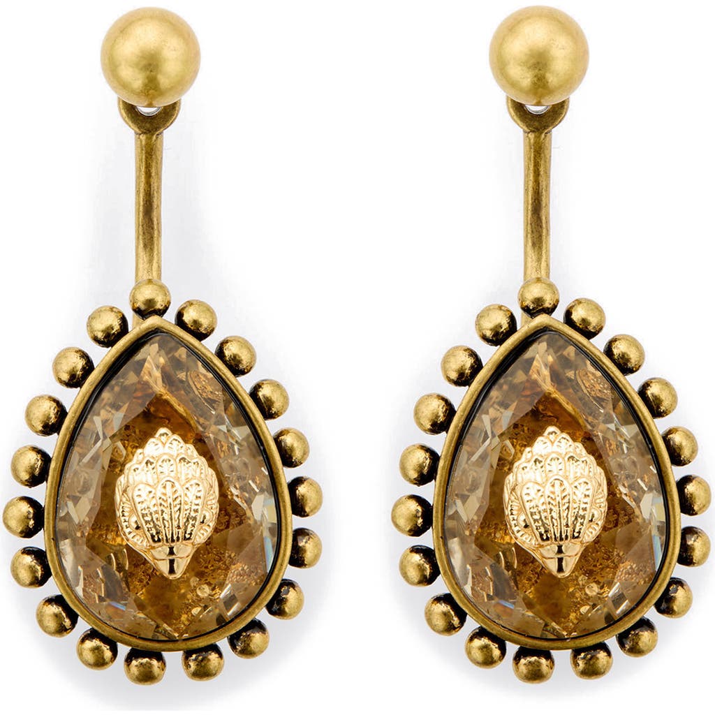 Kurt Geiger London Crystal Barbell Drop Earrings In Gold