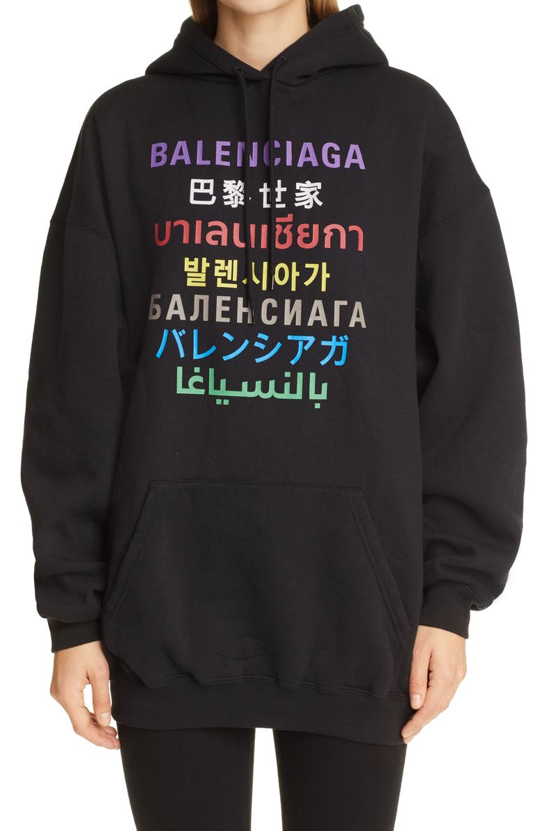 Balenciaga Oversize Logo Hoodie, Main, color, 
