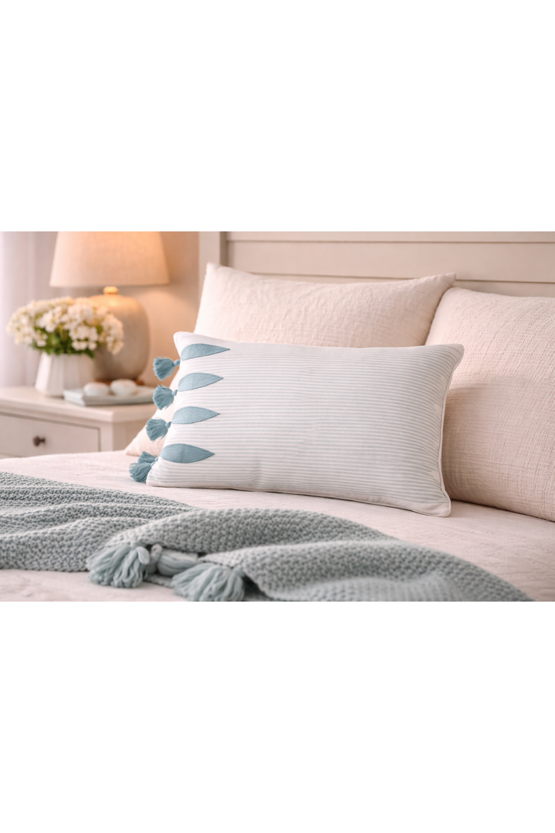 Tassel Fish Cotton Blend Accent Pillow, Alternate, color, Blue