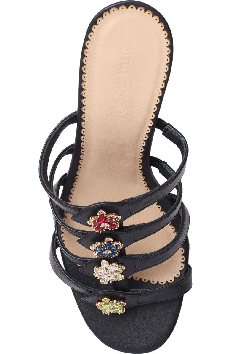Cinq à Sept Emmy Crystal Flower Strappy Sandal, Alternate, color, Black