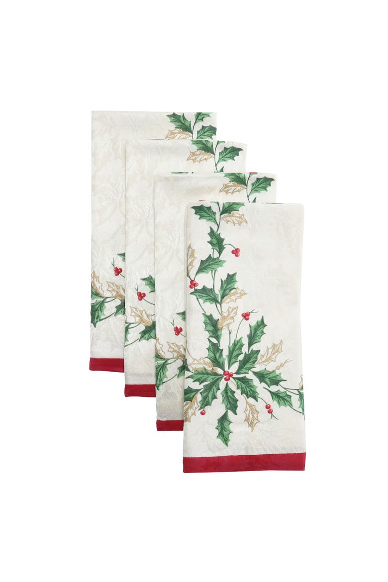 Holiday Napkins, Set of 4, Ivory - 20"W x 20"L, Main, color, Ivory