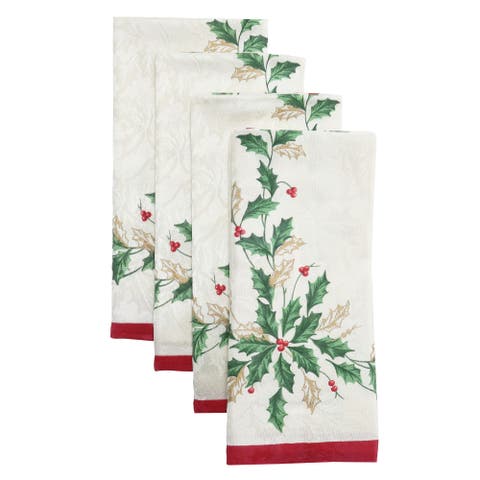 Holiday Napkins, Set of 4, Ivory - 20"W x 20"L
