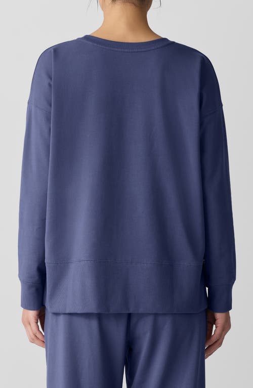 Eileen Fisher Crewneck Stretch Organic Cotton Sweatshirt In Bluette