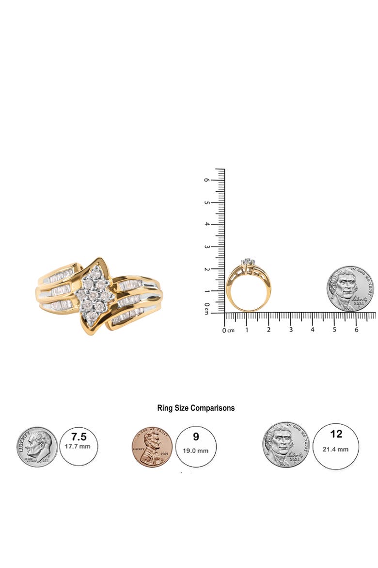 10K Yellow Gold 1/2Cttw Diamond Cluster Head & Shank Ring, Alternate, color, Yellow