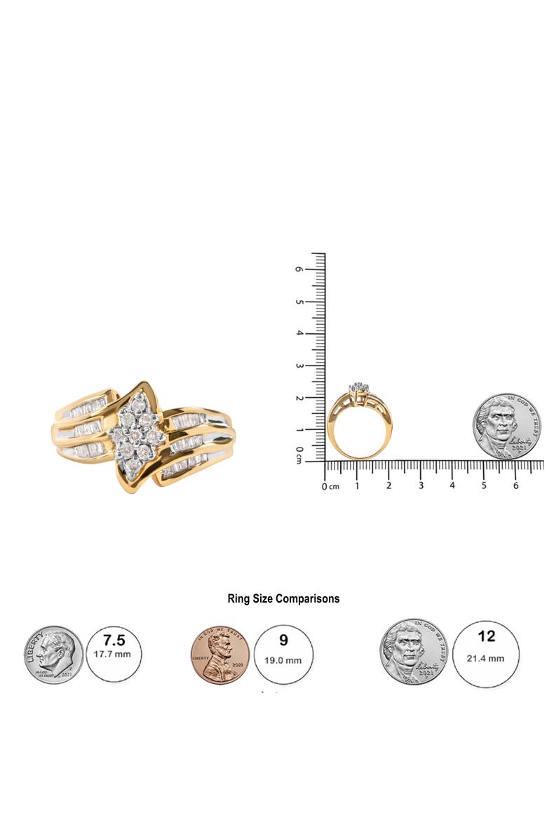 Haus of Brilliance 10K Yellow Gold 1/2Cttw Diamond Cluster Head & Shank Ring, Alternate, color, Yellow