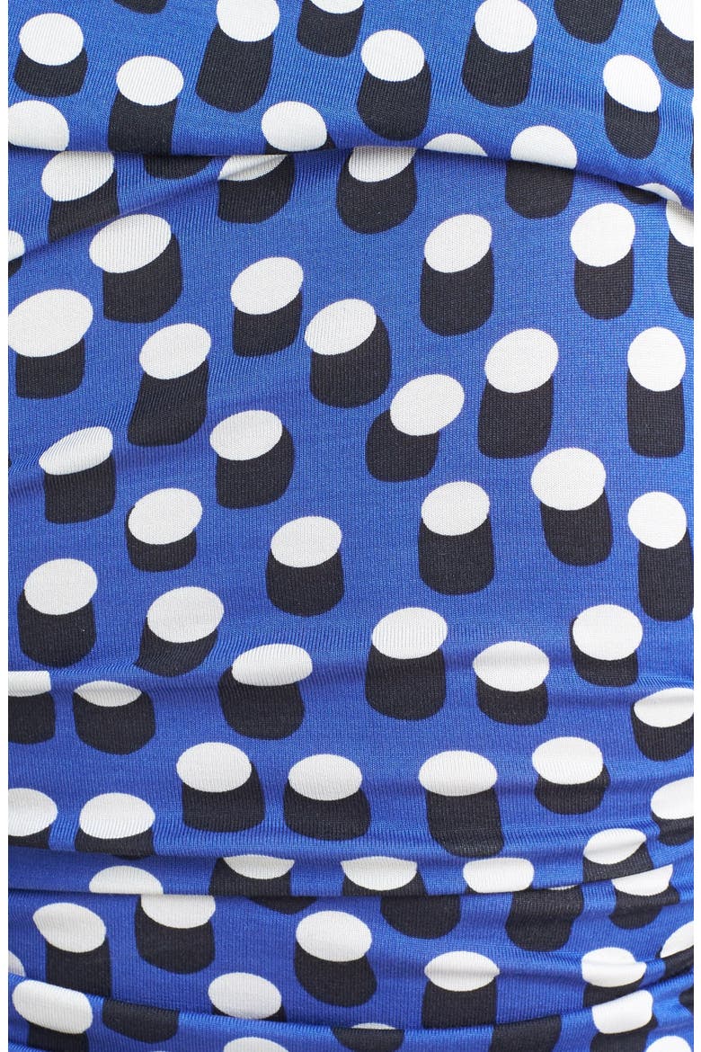 'Bentley' Print Ruched Silk Dress, Alternate, color, DOT RUSH LARGE BLUE