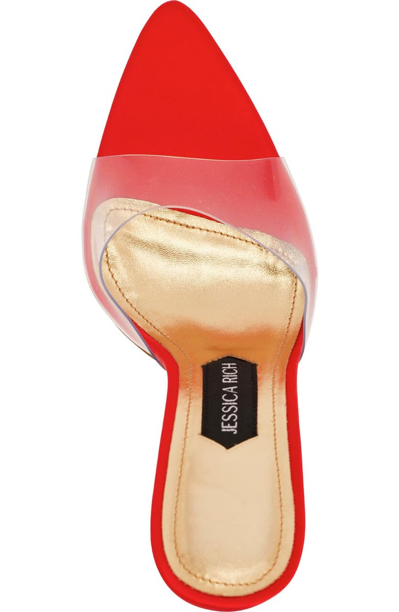 JESSICA RICH The Racy Mule satin green designer heels for women are the perfect addition to your shoe closet. These slip-on heels go well with a wide variety of ensembles adding versatility to your collection. From casual to formal, these heels can do it all., Alternate, color, Satin Red
