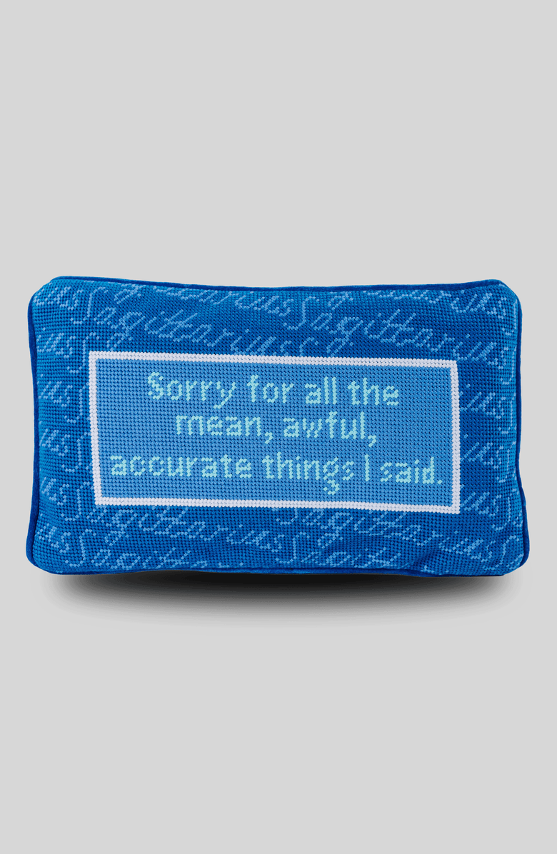 Furbish Sagittarius Needlepoint Pillow, Main, color, Blue