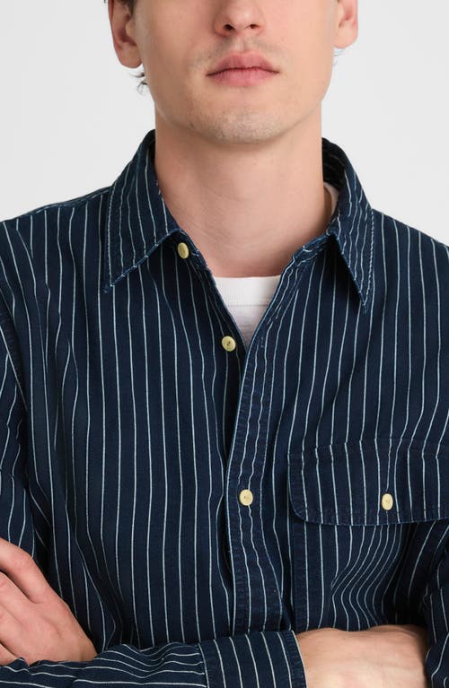 Madewell Indigo Dyed Stripe Button-up Work Shirt In Blue