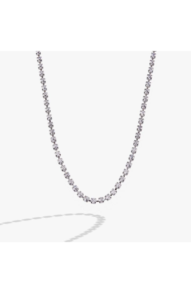 Alex and Ani Crystal Tennis Chain  Necklace, Alternate, color, Silver