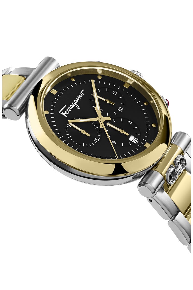 Salvatore Ferragamo Ora Chronograph Bracelet Watch, 40mm, Alternate, color, TWO TONE