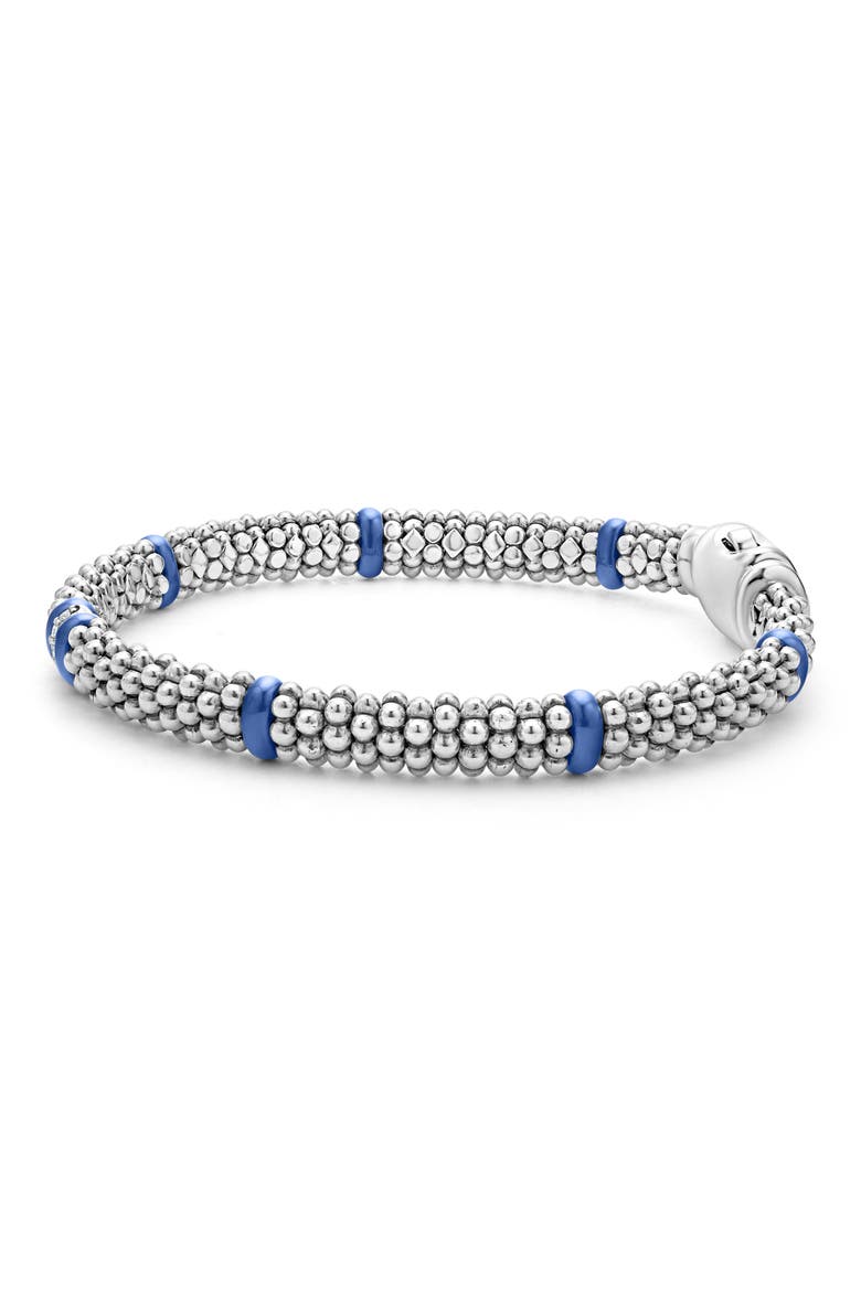 Blue Caviar Diamond & Ceramic Station Rope Bracelet, Main, color, MARINE