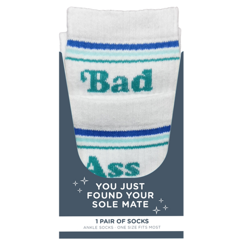 Totalee Gift Bad/ass Socks Cotton White In Gray