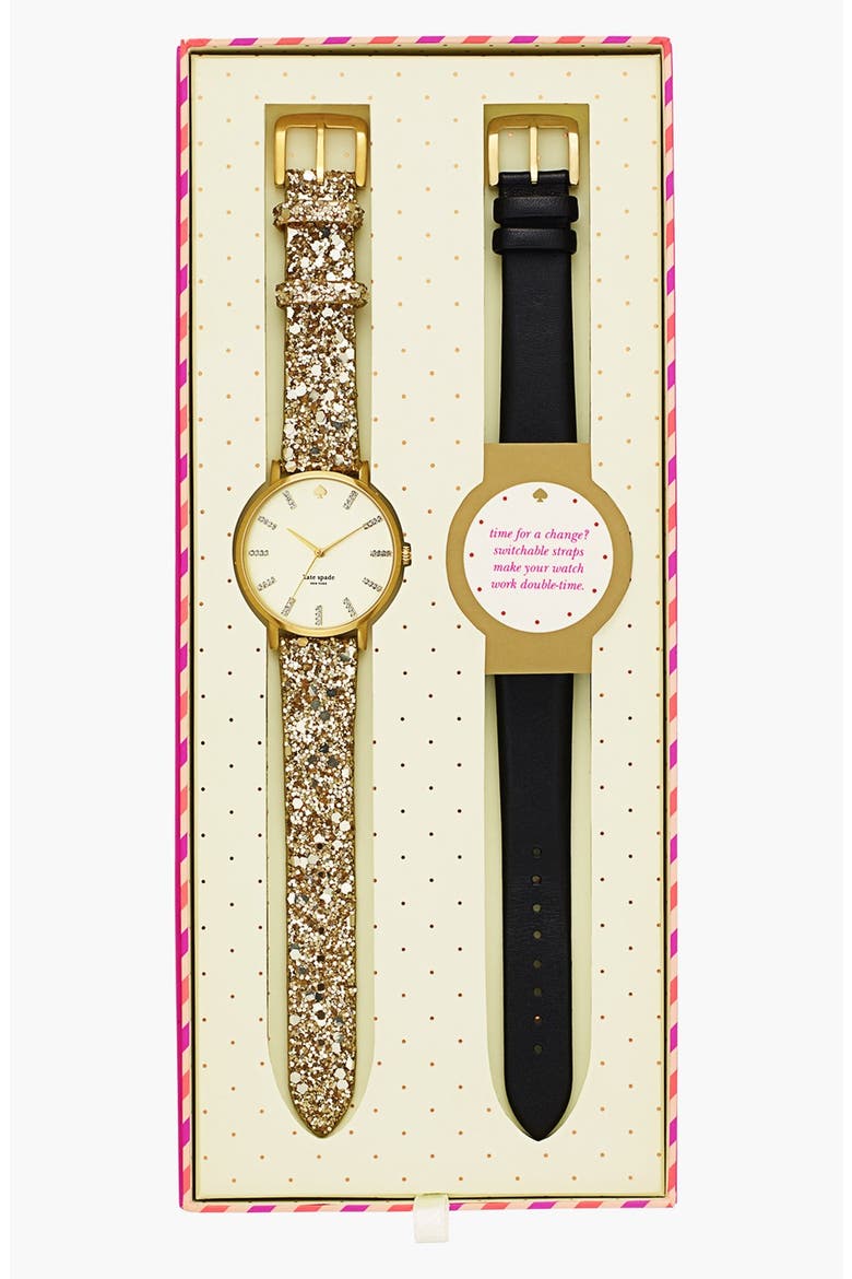 'metro grand' boxed watch set, Alternate, color, GOLD/ BLACK